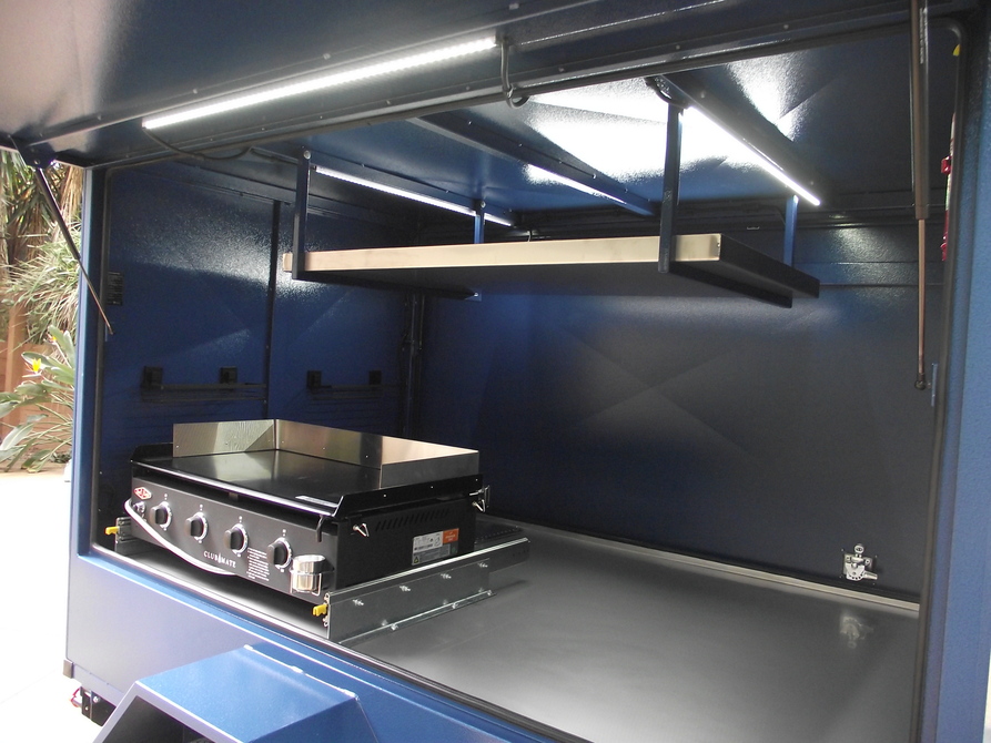 Standard Steel Trailer with BBQ, Suspended Roof Shelf and 12V Lighting view