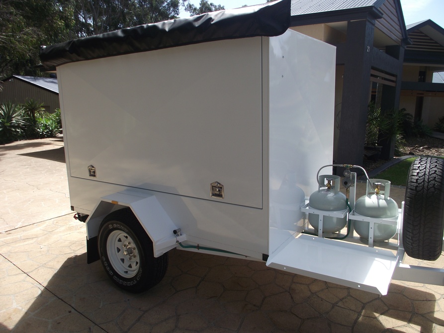 Standard Steel BBQ Trailer with Dual Slide outs, Awnings and more